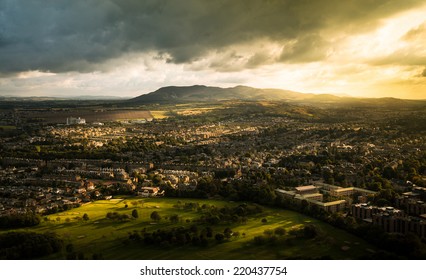 Mountains and City of Edinburgh - Shutterstock ID 220437754