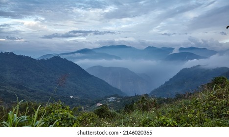 Mountains And Clouds Background N Alishan Mountain In Taiwan