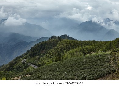 Mountains And Clouds Background N Alishan Mountain In Taiwan