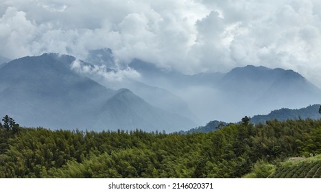 Mountains And Clouds Background N Alishan Mountain In Taiwan