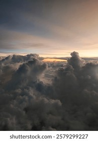 Mountains of clouds hide the sunlight