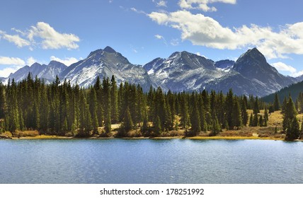 mountains of Colorado, a lake and clouds