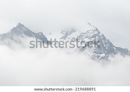 Mountains covered by snow. Sikkim , India 