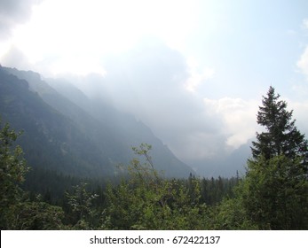Mountains covered in clouds