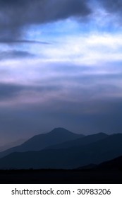 mountains in dark clouds