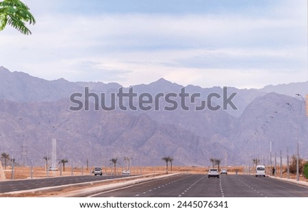 Mountains in the desert near Sharm El Sheikh, Egypt. Panorama Mount Moses Sinai. Mountains at Sinai Desert, Sharm el Sheikh, Sinai Peninsula, Egypt.