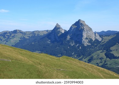 Mountains Grosser Mythen and Kleiner Mythen seen from Stoos.