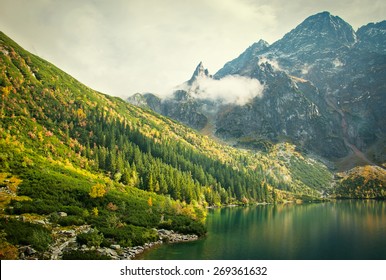 the mountains and the lake, autumn landscape - Shutterstock ID 269361632