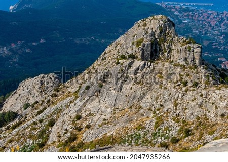 Similar – Image, Stock Photo View from Monte Capanne on Elba, clouds and the Mediterranean Sea / Cable car Cabinovia