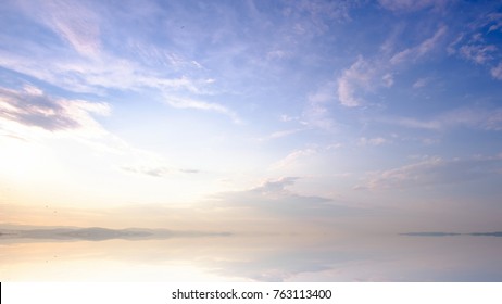 Mountains Landscape At Sunrise - Cloudy Sky In Pastel Colors For Your Design