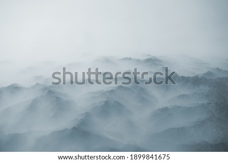 Mountains look like a Chinese ink painting.                    