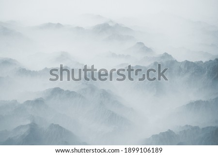 Mountains looks like Chinese ink painting.                 