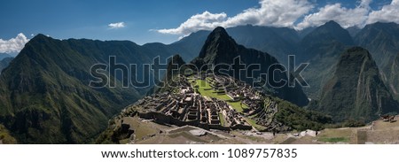Mountains of machu picchu in panoramic view