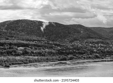 The Mountains On River Yenisey, Krasnoyarsk, Siberia. 