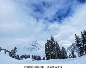 Mountains peaking through the clouds 