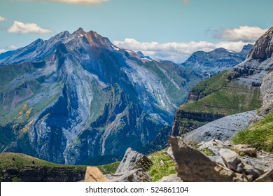 Mountains in the Pyrenees, Ordesa Valley National Park, Aragon, Huesca, Spain.