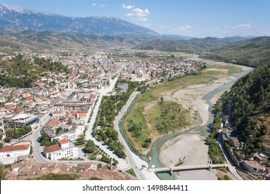 mountains and river in Berat fortress, Albania, Balkans