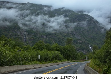 Mountains At The Road At Stewart In British Columbia,Canada,North America
