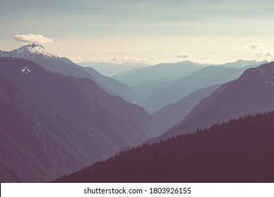 Mountains silhouette at sunrise. Beautiful natural background. - Shutterstock ID 1803926155