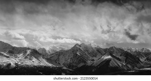 Mountains Snow Altai Landscape, Background Snow Peak View