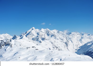 Mountains With Snow In Winter, Val-d'Isere, Alps, France