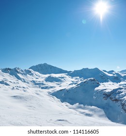 Mountains With Snow In Winter, Val-d'Isere, Alps, France