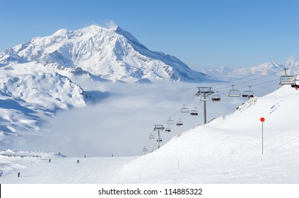 Mountains With Snow In Winter, Val-d'Isere, Alps, France