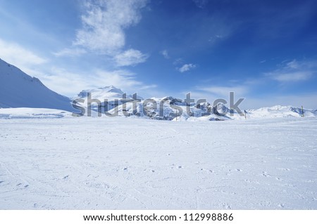 Mountains with snow in winter, Val-d'Isere, Alps, France