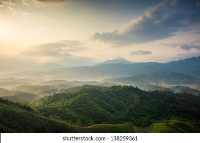 mountains under mist in the morning in Zixi county, Fuzhou city,Jiangxi Province,China - Powered by Shutterstock