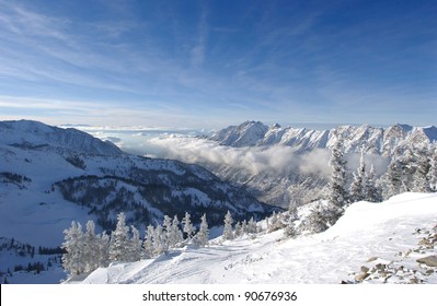 Mountains View From Summit Of Snowbird Skiing Resort, Utah