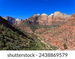 Mountains and Zion Park Boulevard in Zion National Park : UT, USA