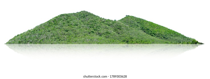 The mountains,big,are lush, green, on a completely separate white background - Powered by Shutterstock