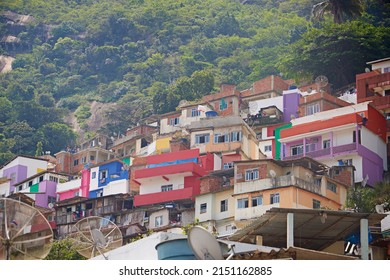 Mountainside housing. Shot of slums on a mountainside in Rio de Janeiro, Brazil.