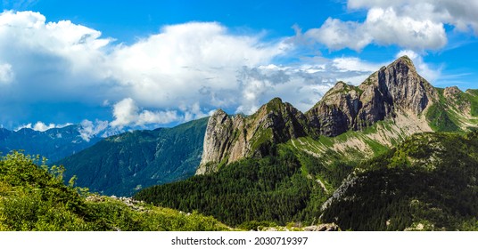 Mountainside snow on panoramic landscape - Shutterstock ID 2030719397