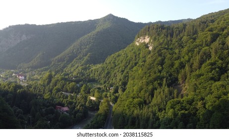 Mountainside At Sundawn Aerial View