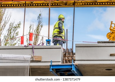 Mounting The Last Pice Of The Crown Princess Mary Bridge Over The Roskilde Firth, Frederikssund, Denmark, May 3, 2019