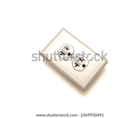 Mounting screws polycarbonate wall plate with gray finish industrial grade duplex receptacle 20A-125V capacity, 5-leaf brass, superior plug retention isolated on white background. 3-prong outlet plug