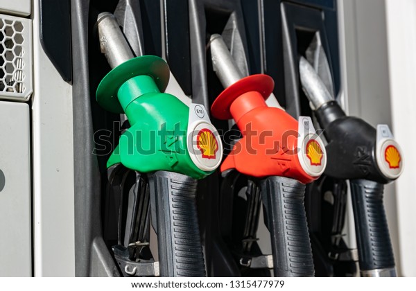 Mouscron,BELGIUM-February17,2019:Petrol station
Shell and distributors for filling fuel.Shell it is a British-Dutch
oil and gas company dealing in the distribution, processing and
sale of oil and
gas.