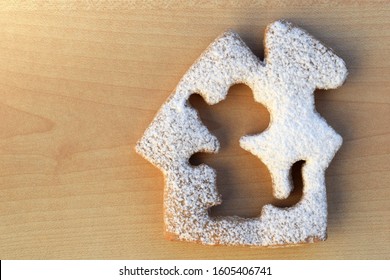 Mouse In A House - Creative Concept With Sugared Gingerbread 