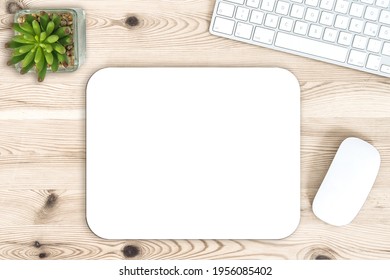 Mouse pad mock up. Office Desk with Keyboard and Mouse - Shutterstock ID 1956085402