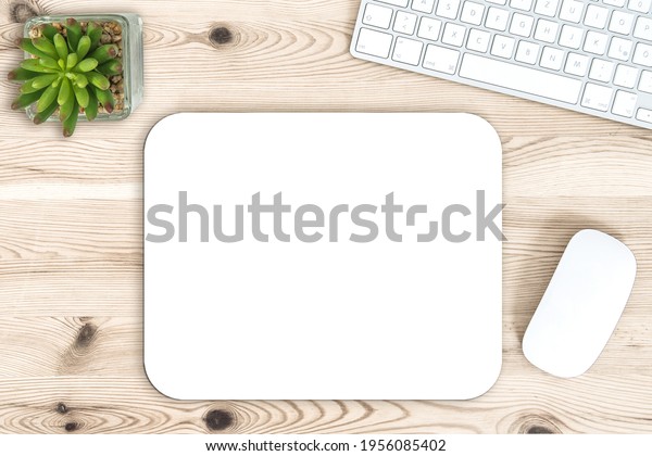 Mouse\
pad mock up. Office Desk with Keyboard and\
Mouse