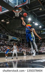 Moussa Diagne Of Andorra And Amine Noua Of Lyon  During The 2019 EuroCup Basketball Game 1 Of Quarterfinals Between LDLC ASVEL Villeurbanne And Morabanc Andorra On March 5, 2019 At Astroballe In Lyon