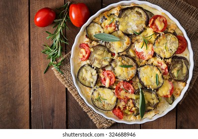 Moussaka (eggplant Casserole) - A Traditional Greek Dish. Top View