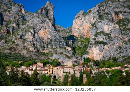 Moustiers Sainte Marie village view in Provence, France