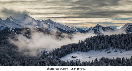 Moutain Peak At Dusk After Storm