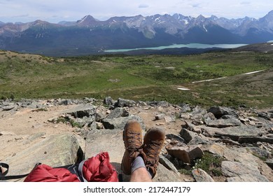 Moutain View With Hiking Boot In Foreground