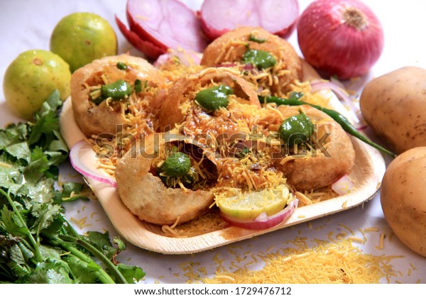 Mouth Watering Indian Food Snacks Puchka Stock Photo 1729476712