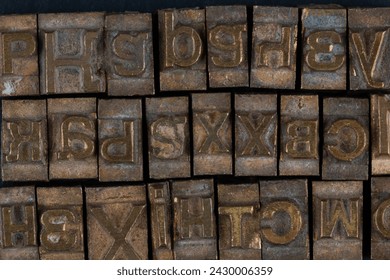 movable type alphabet set background.