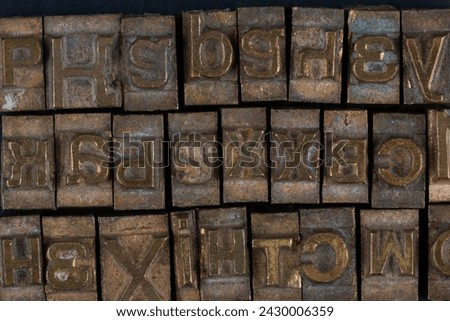 movable type alphabet set background.