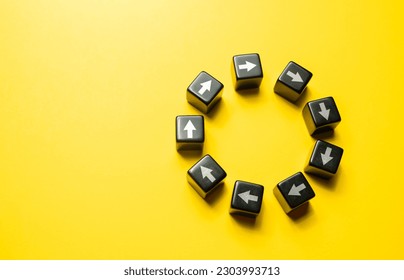 Move in a circle without stopping or a goal. Concept of perpetual movement or a cycle with no end. Constant progression, repetition and continuity. Get stuck in the routine. Hopelessness. - Shutterstock ID 2303993713